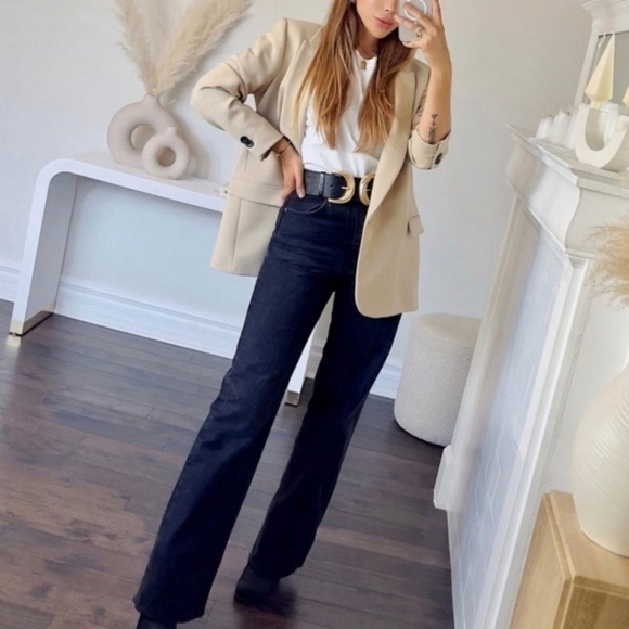 ZARA The New Daddy Straight Leg Raw Hem Jeans Size 6 - Picture 3 of 16